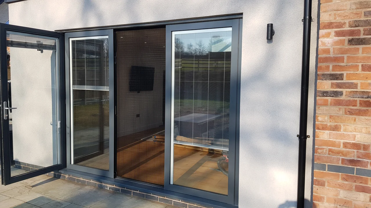A closer exterior view of the screen and access door.
